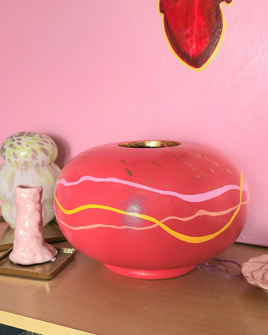 Cherry Red Wooden Vase