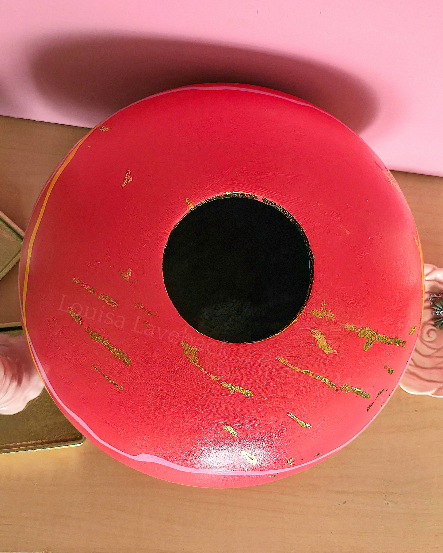 Cherry Red Wooden Vase