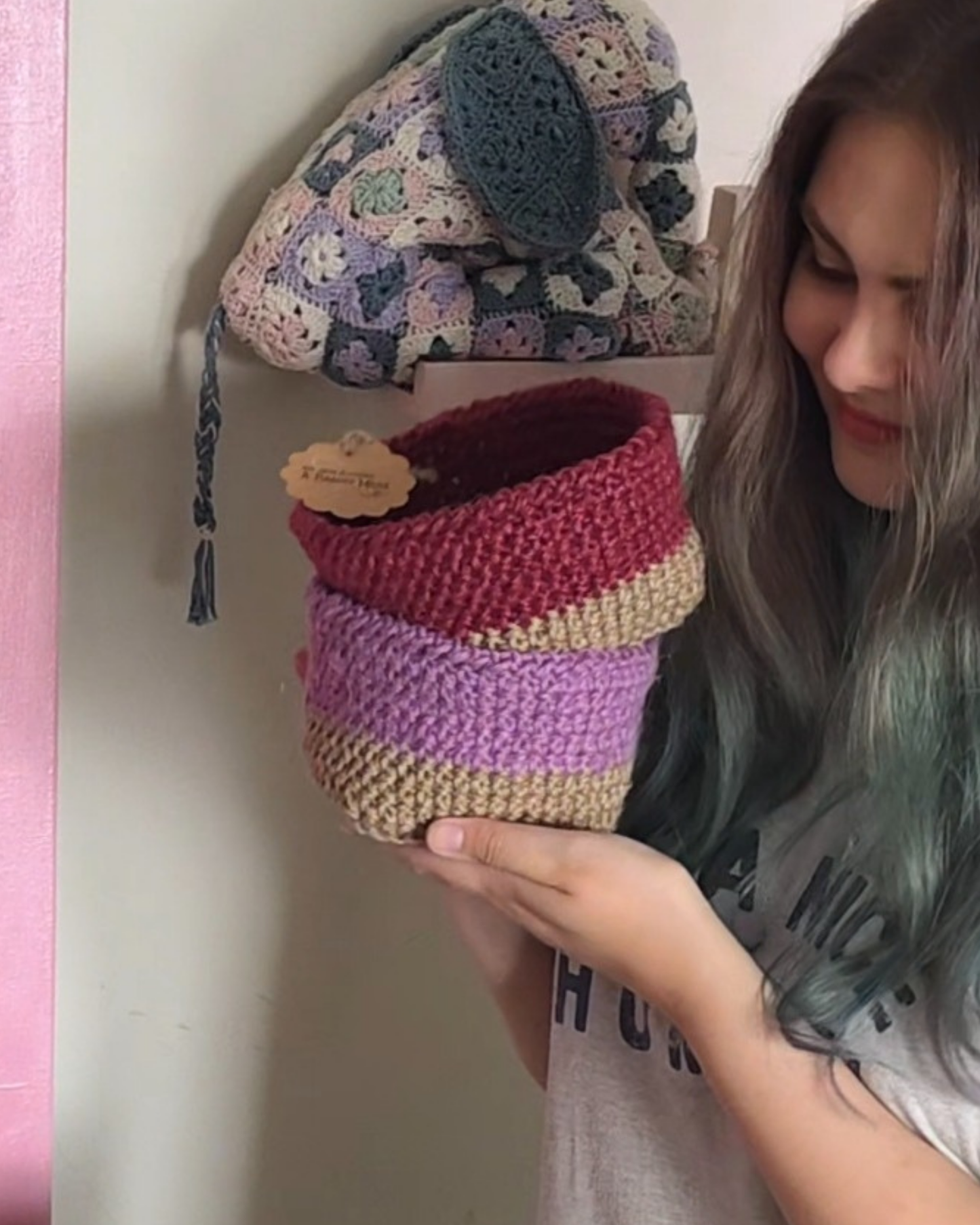 Medium Duo Colour Jute Basket