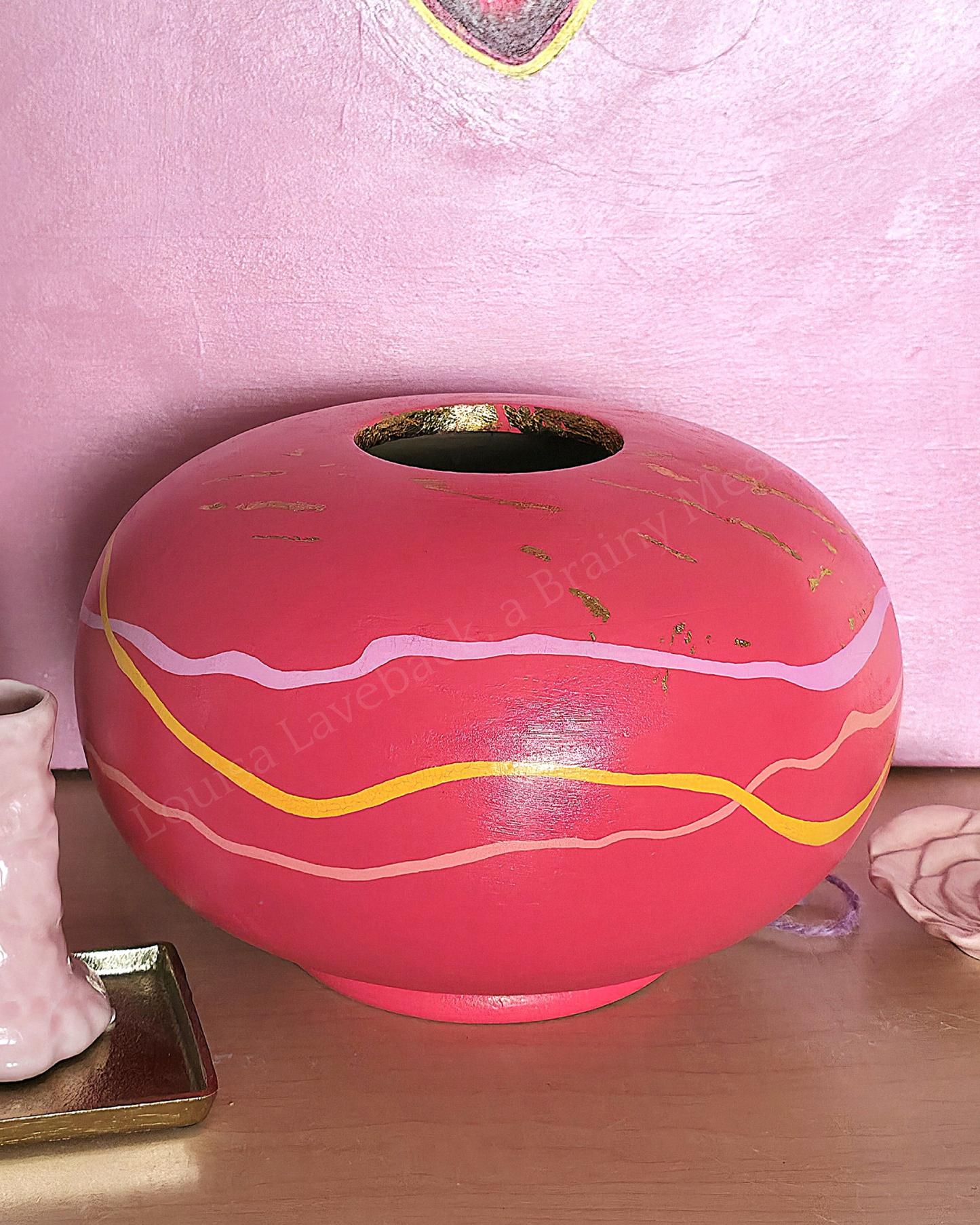 Cherry Red Wooden Vase