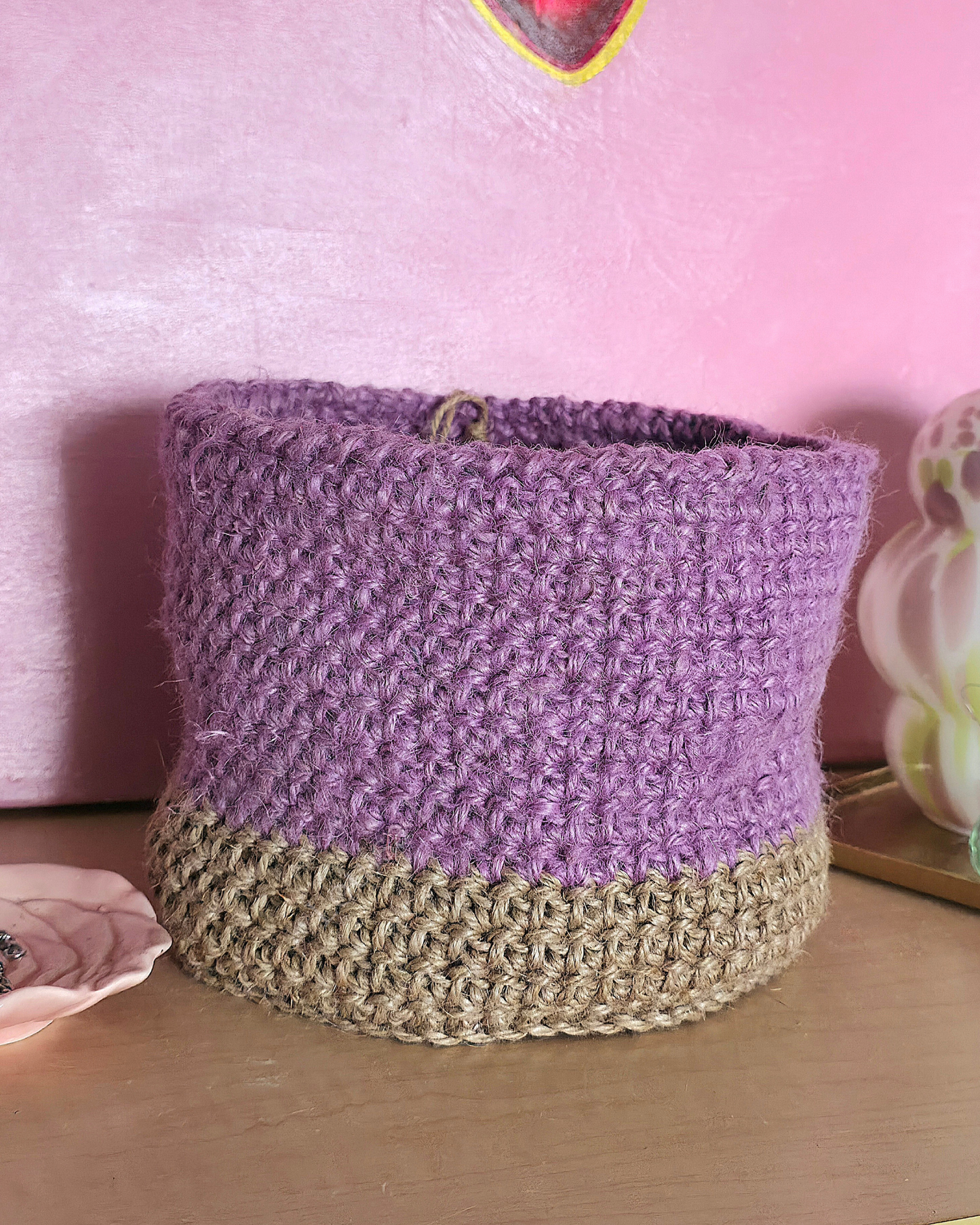 Large Duo Colour Jute Basket