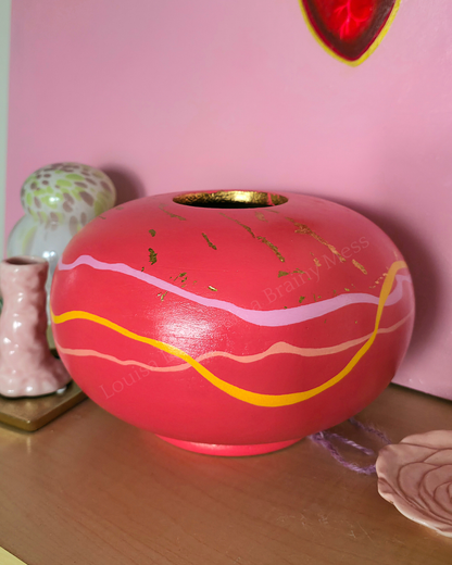 Cherry Red Wooden Vase