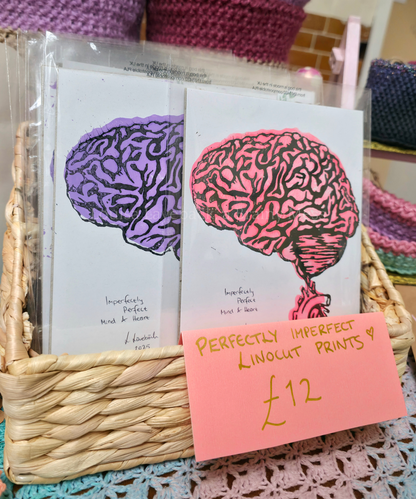 Perfectly Imperfect Mind & Heart - Linocut Print - A5