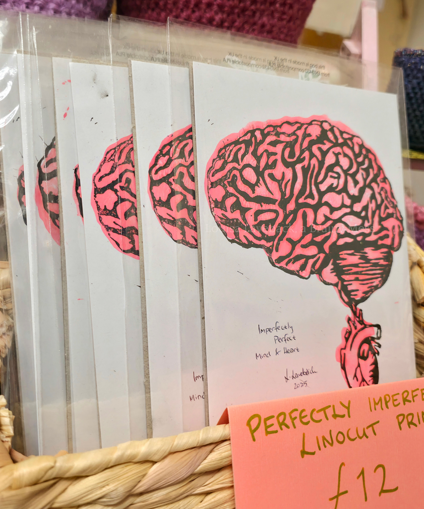 Perfectly Imperfect Mind & Heart - Linocut Print - A5